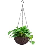 CUNQN Blumenampel Blumentopf Außen Hängen Pflanzampel mit Loch und Ketten Für Innen Außenbereich...