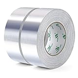 BOMEI PACK Aluminium Klebeban 2 Rollen 50mm x 50 m, selbstklebendes Alu-Klebeband-Aluband,...