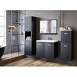 MINIO go for it - Badmöbel Set 4-Teilig Molo, 1x Badezimmer Spiegel mit Ablage, 1x Waschtisch mit...
