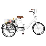 LENJKYYO 20 Zoll Dreirad für Erwachsene mit Korb 3 Rad Lastenfahrrad Single-Speed Schaltung Fahrrad...