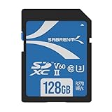 SABRENT SD Karte 128GB V60 UHS-II SDXC, Class 10, U3, 270MB/s Lesen, 170MB/s Schreiben – Profi SD...