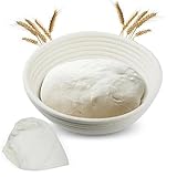 LxsNyvantic Brotgärkörbchen Rund 23×8cm – Natürliches Rattan, Handgemacht, Für 700–800g...