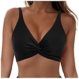 Bikinioberteil Damen Sport BH Einfarbig Bikinitop Gepolsterter Push Up Badeanzug Oberteil...