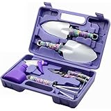 Buhdjfnke Gartengeräte-Set mit Tragetasche, 5-Teiliges Garten-Set Aus Edelstahl mit Floralem...