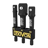 LEXIVON Stecknuss Adapter bit set (3 teiliges 7.5cm lang) 6.35 | 9.5 | 12.7mm für...