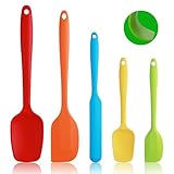 Teigschaber Silikon, 5 Stück Silikon Küchenhelfer, Kochlöffel Silikon mit Metallkern, Flexibler...