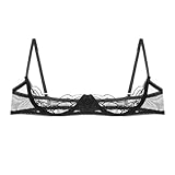 QIRUIRED Klassischer BH Damen 1/4-Körbchen Spitze Ungepolstert Bügel-BH mit verstellbaren Trägern...