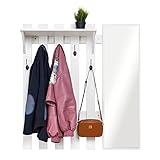 Meerveil Wandgarderobe mit Spiegel, Holz Garderobe mit 5 Haken Ablage Industriestil für Flur...