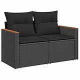 vidaXL Gartensofa 2-Sitzer, Sofa mit Rückenkissen Sitzkissen, Terrassensofa mit abnehmbarem...