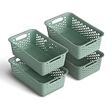 4 Stück Aufbewahrungskorb 2L mit Griffen - BPA-Frei - Organizer (25 x 16 x 8 cm/Grün) - Körbchen...