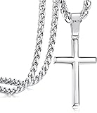 Adramata Kreuz Kette Herren Damen 925 Silber Kreuz Anhänger Halskette Edelstahl Kette Kreuz...