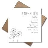 Trauer Karte mit Umschlag - einfühlsame Trauerkarte mit Spruch Weiße Blumen aufrichtige...