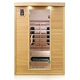 Dewello® Infrarotkabine Infrarotsauna Laval Plus 135cm x 105cm für 1-2 Personen aus Hemlock...