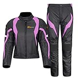 YiLianDa Damen Motorradkombi 2-teiliges Set Mit Protektoren Motorradhose & Motorradjake Wasserdicht...