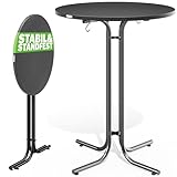 Casaria® Stehtisch Ø 70 cm Klappbar Rund Stabil Garten Hoch Holz pulverbeschichtet Metall...