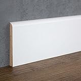 PROVISTON | Sockelleiste | Abgerundetes Profil | 10 x 70 x 2000 mm | MDF foliert | Weiß | Moderne...