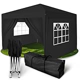 Kronenburg Faltpavillon wasserdicht Dachmaß 2 x 2 m UV Schutz 50+ Pavillon in Schwarz mit 4...