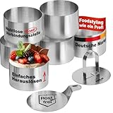 STONELINE Dessertringe Speiseringe Set 8 cm Rund 8-teilig Edelstahl, 6 Ringe mit Heber und Stampfer,...