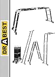 DRABEST - Gelenkleiter 4x3 Sprossen - aus Aluminium und Stahl - Klappleiter, Aluleiter - Maximale...