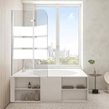Eikuavons Faltbare Duschwand für Badewanne 100x140cm, 2 teilige Glas Duschtrennwand aus 6mm...