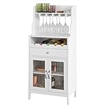 SoBuy FSB24-W Weinschrank Sideboard mit Weinregal und Weinglashalter Küchenschrank mit 1 Schublade...