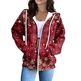 Kapuzenpullover mit 3D-Weihnachts-Schneeflocken-Aufdruck für Damen, festlich, bequem,...