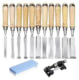 KEuLen Stechbeitel Set für Holz, Schnitzwerkzeug Set, Holzschnitzwerkzeug-Set mit Massivholzgriff,...