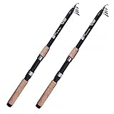 Zite Fishing Teleskop-Angelruten Set | 2 Stück Spinnrute 2,40m | Forellen-Rute mit Korkgriff | Auch...