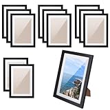 CHUIFAI 12 Stück Bilderrahmen Schwarz 12x15,9 cm, Fotorahmen mit weiß Passepartout Karton 8,9 x...