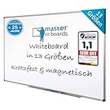 MOB Magnetisches Whiteboard 90x60cm mit Alurahmen und abnehmbare Stiftablage für Büro, Heim und...