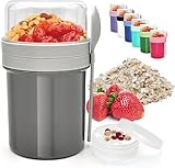Ehfetyia Müslibecher to Go 700ml,Auslaufsicherer Lunchpot Müsli Cup to Go Becher mit...