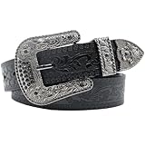 KANBUN Retro-geprägter Gürtel für Männer, Top-Korn-Leder mit Metallstollen,...