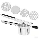 Kartoffelpresse - Edelstahl Kartoffelpresse - Robuste Kartoffelpresse mit 4 Einsätzen,...