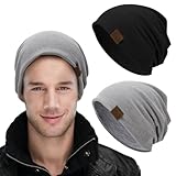 Apricitie 2er Set Slouch Beanie Mütze Herren, Baumwoll Slouchy-Beanie, Coole Unisex...