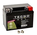 TECNO-GEL Motorrad-Batterie für YTX4L-BS, 12V Gel-Batterie 4Ah (DIN 50314), 114x69x87 mm