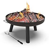 VOUNOT Feuerschale Feuerkorb Feuerstelle für Heizung, Garten, Camping, Terrasse, Ø 60 cm, Schwarz