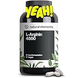natural elements L-Arginin – 365 Kapseln – Hochdosiert: 4.500mg veganes L-Arginin HCL pro...