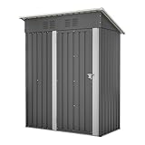 Thanaddo Geräteschuppen Gerätehaus 152 x 84 x 182 cm, 1,5m³ Stauraum, Metall Gartenschuppen mit...