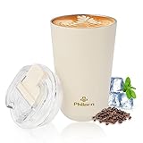 Philorn Thermobecher Kaffee to go Becher - 13oz/380ml Kaffeebecher to go mit Deckel - Weiß...