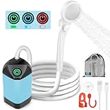 Campingdusche Mit Pumpe, Camping Dusche Mit Wiederaufladbarem 7800mah Akku Und Batterieanzeige,...