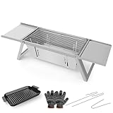 E EASTSTORM Barbecue Grill Klein Edelstahl Holzkohlegril Klappgrill Tragbar Picknickgrill Portable...