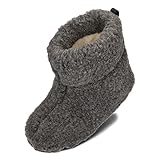 BeComfy Warme Hausschuhe Damen Herren Hüttenschuhe aus Schafwolle (Anthrazit, EU...