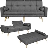 Yaheetech Klappsofa mit Schlaffunktion Schlafsofa Couch mit Verstellbarer Rückenlehne, Loungesofa...