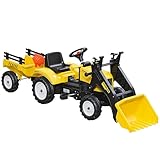 HOMCOM Trettraktor mit Anhänger Verstellbarer Schaufel Lader Traktor Tretfahrzeug für Kinder ab 3...