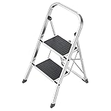 Hailo K70 StandardLine Alu-Klapptritt-Leiter - 2 große Stahl-Stufen mit Anti-Rutsch-Matten...