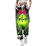 Weihnachtshose Grinch Hose Grinch Baumwolle Grinch Plus Size Hose Damen, grünes...