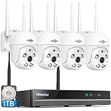 【5MP HD】 Hiseeu Überwachungskamera Set Aussen WLAN mit 10CH Wireless NVR,4 x 5MP PTZ WiFi...