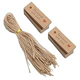 SIXRUN 100 Stück Robuste Kraftpapier-Geschenkanhänger mit Bindfaden für Hochzeitsgeschenke,...