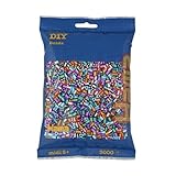 Hama Perlen 201-90 Bügelperlen Beutel mit ca. 3.000 bunten Midi Bastelperlen mit Durchmesser 5 mm...