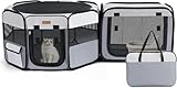 Lekespring Welpenauslauf Faltbar - 155x48 cm Tragbarer 2-in-1 Welpenauslauf & Katzenlaufstall für...